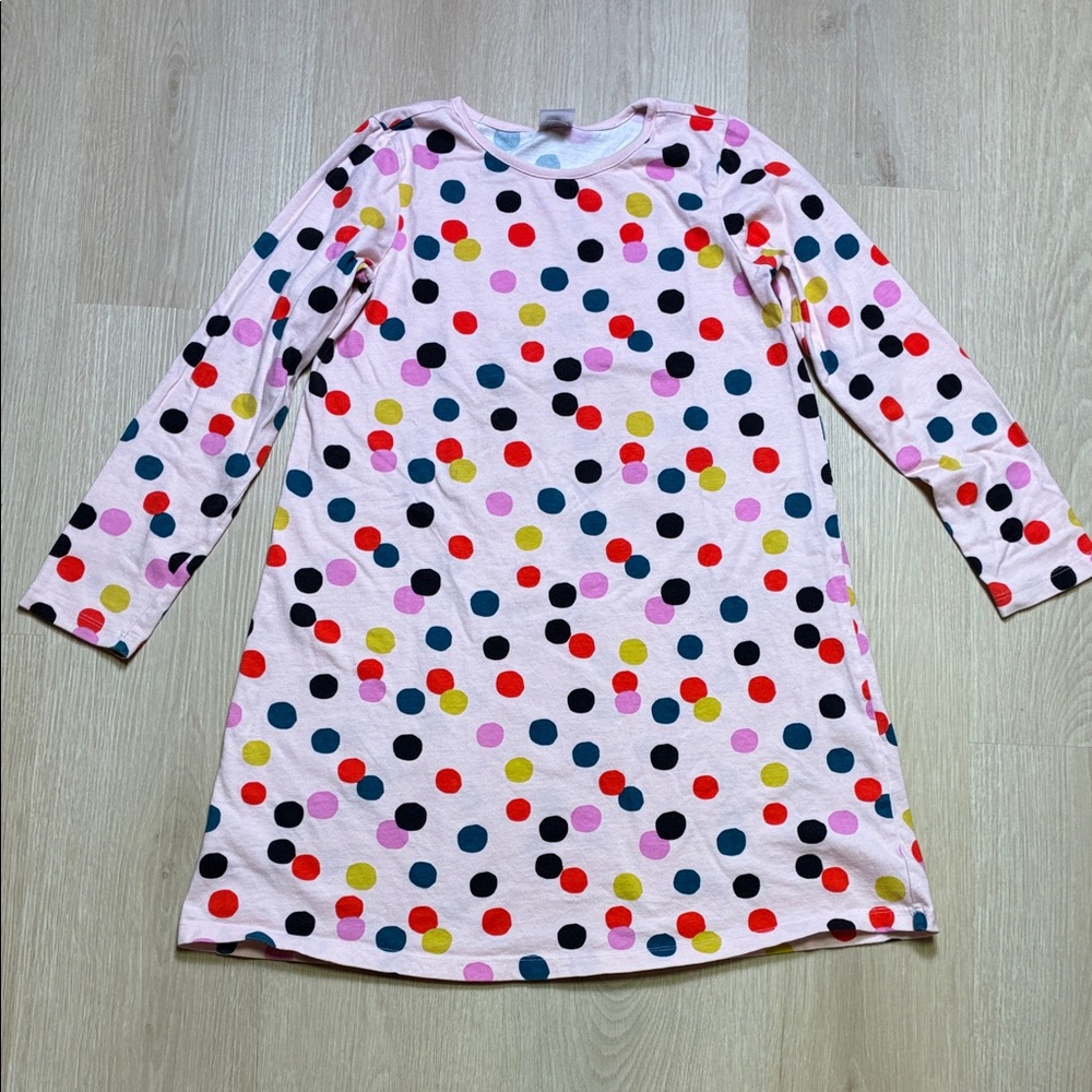 Hanna Andersson Holiday Print Multicolor Polka Dot Long Sleeve Dress Petal Pink